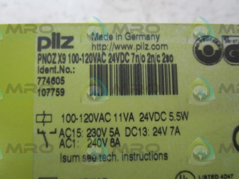 PILZ PN0ZX9100-120VAC-24VDC-7N/0-2N/C-2S0 RELAY  NSNP