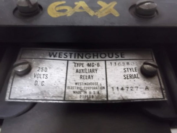 WESTINGHOUSE MG-6 RELAY AUXILIARY MULTI CONTACT  UNMP
