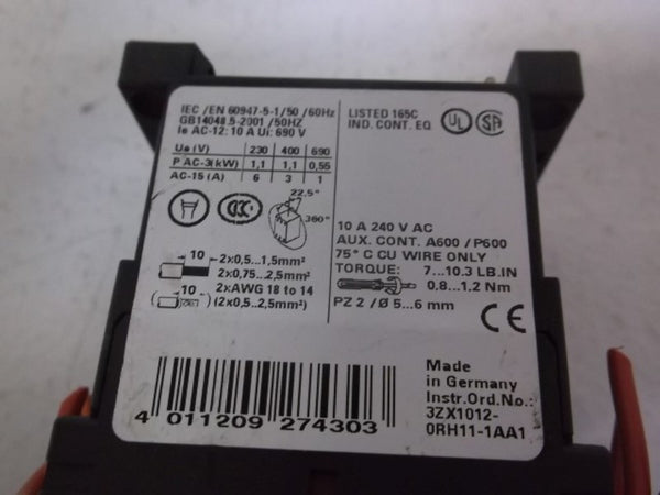SIEMENS 3RH1122-1BB40 CONTROL RELAY  UNMP