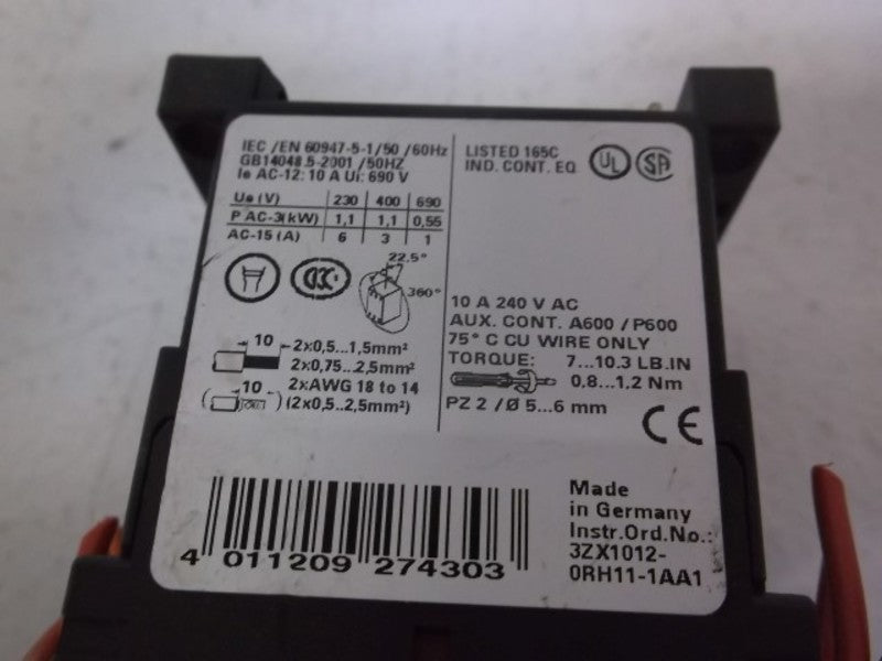 SIEMENS 3RH1122-1BB40 CONTROL RELAY  UNMP