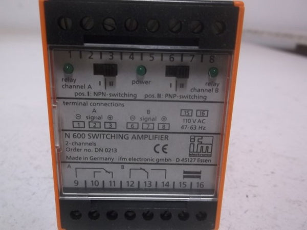 IFM EFECTOR DN0213 N600 AMPLIFIER CONTROLLER RELAY  NSMP