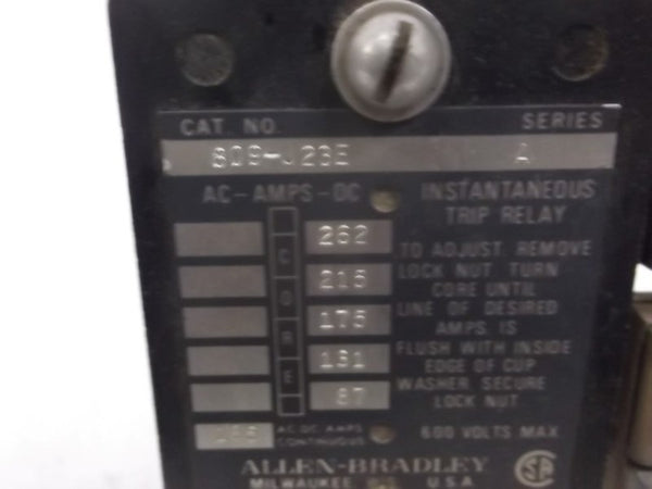 ALLEN BRADLEY 809-J23E SER. A RELAY 87AMP 1P  UNMP