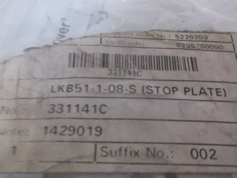 ALFA LAVAL LKB51-1-08-S STOP PLATE  NSNP IN A BAG