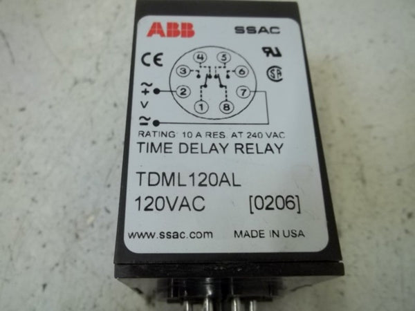 ABB TDML120AL TIME DELAY RELAY 120VAC  NSMP