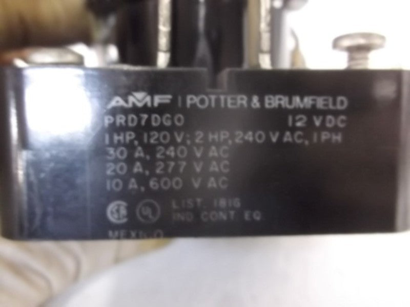 POTTER & BRUMFIELD PRD-7DG0-12 POWER RELAY W/BLOWOUT 12VDC  UNMP