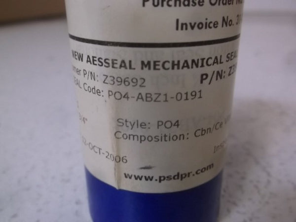 AESSEAL  PO4-ABZ1-0191 MECHANICAL SEAL 0.75" SHAFT/SLV  ORIGINAL PACKAGE
