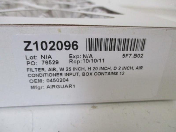 AIRGUARD 0450204 AIR CONDITIONER FILTER INPUT  ORIGINAL PACKAGE