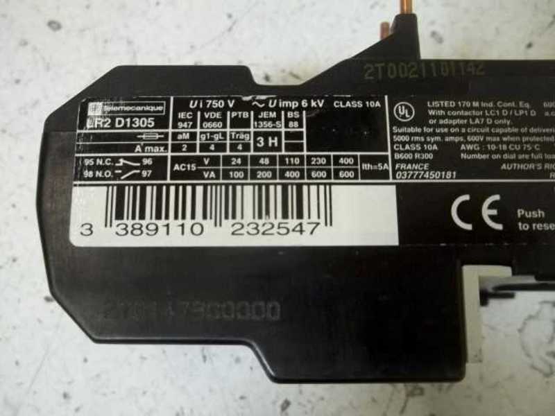 TELEMECANIQUE LR2-D1305 OVERLOAD RELAY 0,63-1  UNMP
