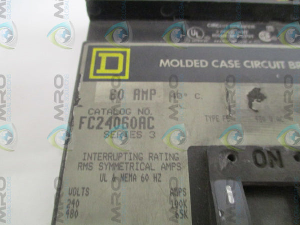 SQUARE D FC24060AC CIRCUIT BREAKER 60A (GREY)  UNMP