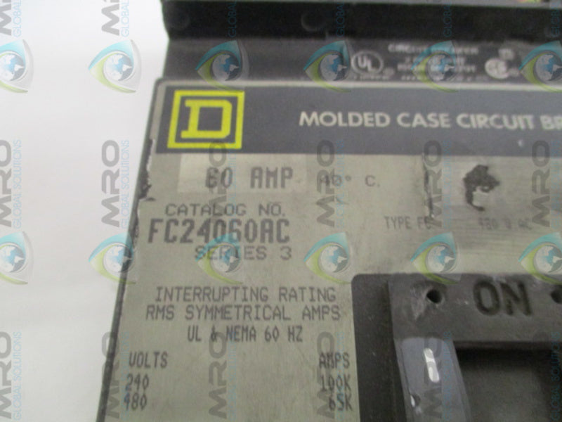 SQUARE D FC24060AC CIRCUIT BREAKER 60A (GREY)  UNMP
