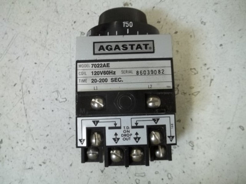 AGASTAT 7022AE TIMER 20-200 SEC. 120V  UNMP