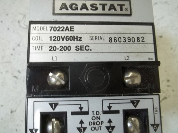 AGASTAT 7022AE TIMER 20-200 SEC. 120V  UNMP
