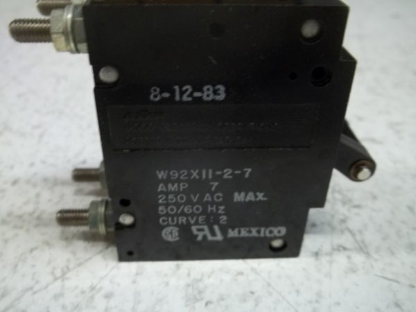 POTTER & BRUMFIELD W92X11-2-7 CIRCUIT BREAKER 250 VAC  NSMP