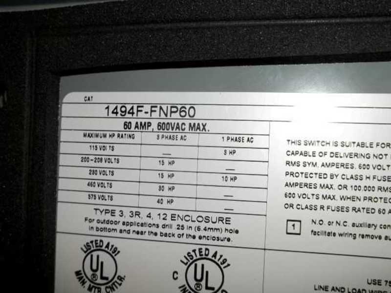 ALLEN BRADLEY 1494F-FNP60 60AMP DISCONNECT SWITCH  NSNP