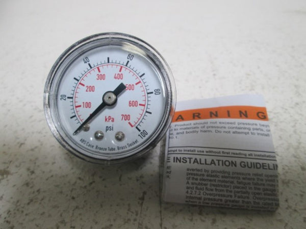 4FLZ7 PRESSURE GAUGE 1 1/2" 0-100 PSI  NSMP