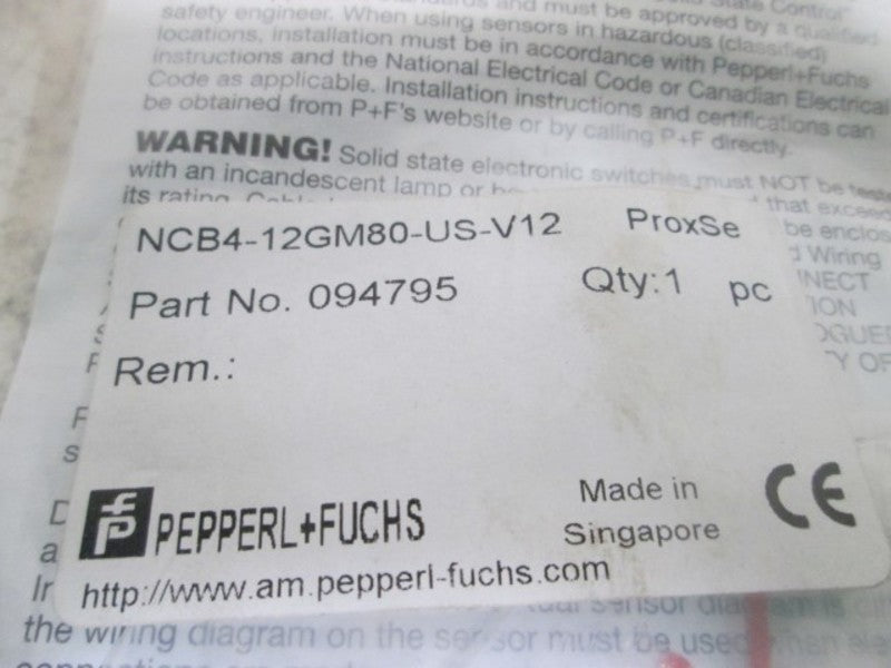 PEPPERL+FUCHS NCB4-12GM80-US-V12 094795 PROXIMITY SWITCH  NSMP