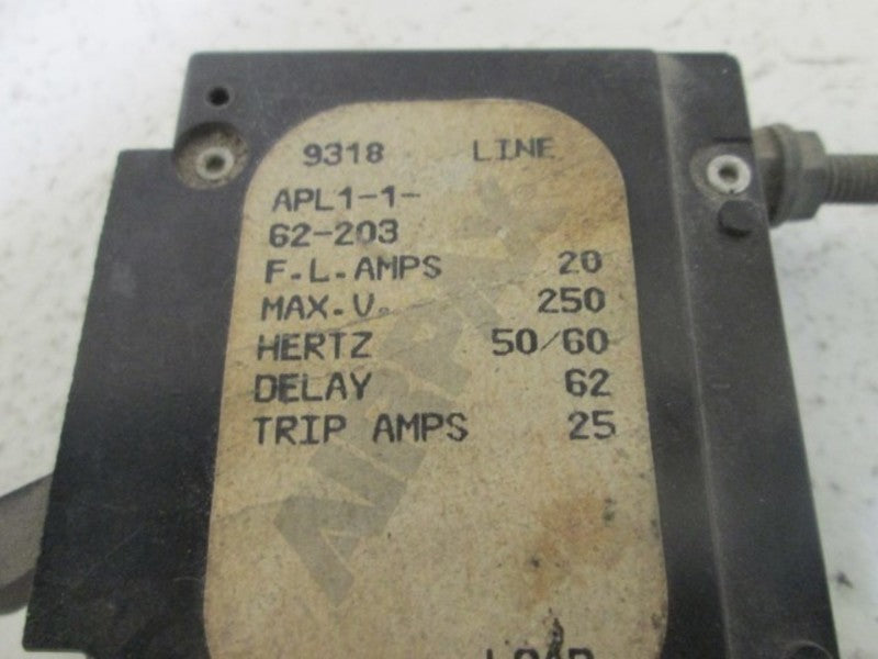 AIRPAX APL1-1-62-203 CIRCUIT BREAKER  UNMP