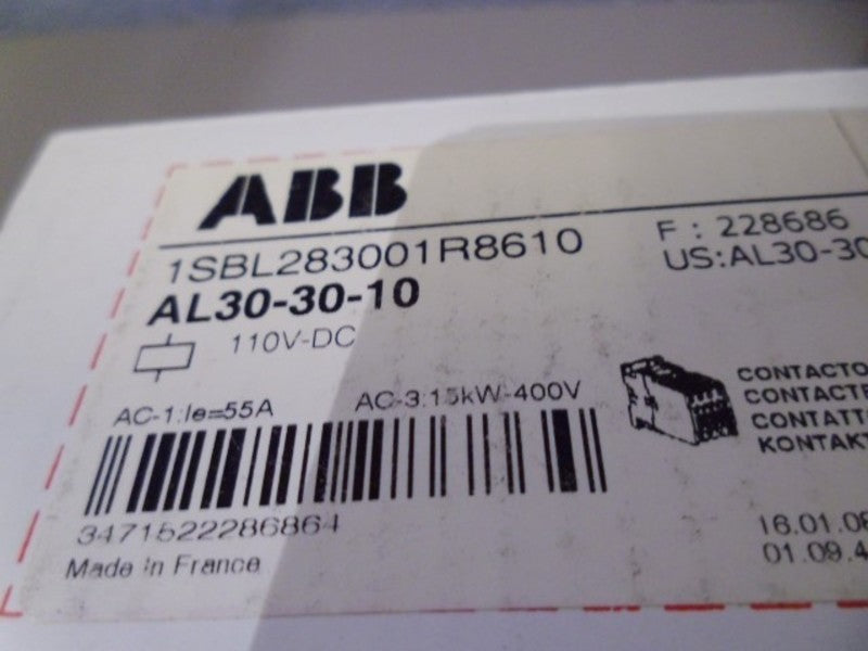 ABB AL30-30-10 CONTACTOR 1SBL283001R8610 110VDC  NSMP
