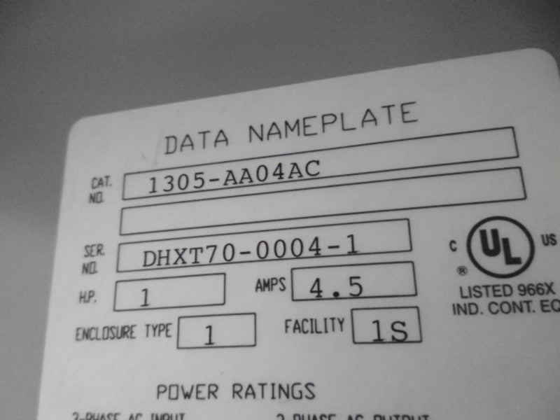 ALLEN BRADLEY 1305-AA04AC AC DRIVE 1HP 4.5A  NSMP