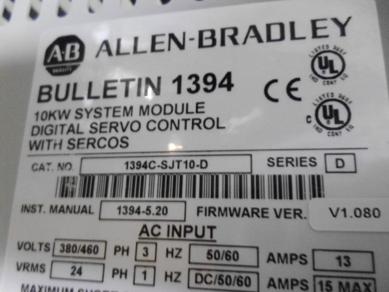 ALLEN BRADLEY 1394C-SJT10-D SER. D F/W 1.080  NSMP
