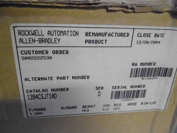 ALLEN BRADLEY 1394C-SJT10-D SER. D F/W 1.080  NSMP