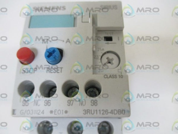SIEMENS 3RU1126-4BD0 OVERLOAD RELAY 20-25A  UNMP