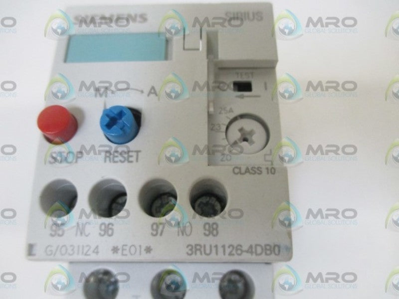 SIEMENS 3RU1126-4BD0 OVERLOAD RELAY 20-25A  UNMP