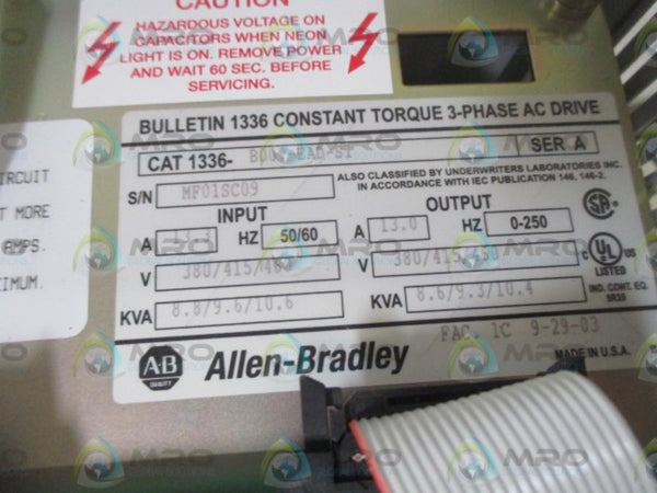 ALLEN BRADLEY 1336-B007-EAD-S1 SER. A AC DRIVE  NSNP