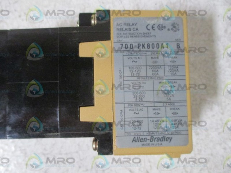 ALLEN BRADLEY 700-PK800A1 SER.B RELAY 120V  UNMP