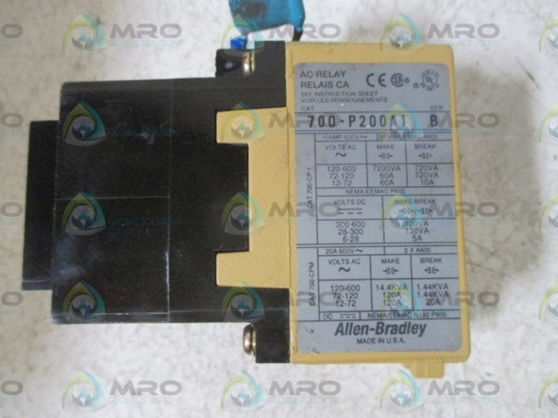 ALLEN BRADLEY 700-P200A1 SER. B AC RELAY  UNMP