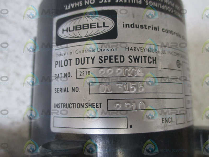 HUBBELL 2210-222CC4 PILOT DUTY SPEED SWITCH  UNMP