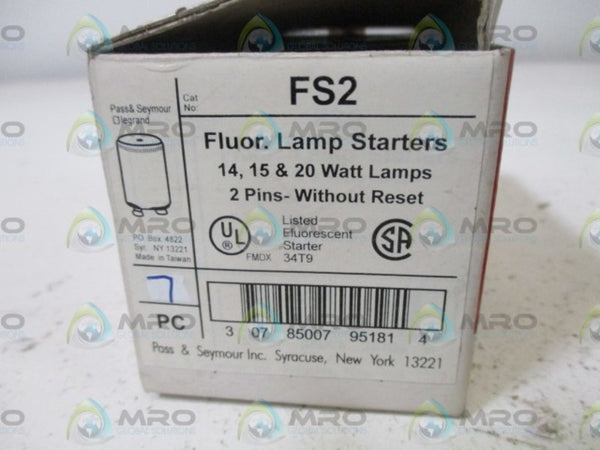 LOT OF 7 PASS & SEYMOUR FS2 FLOUR. LAMP STARTERS NSMP