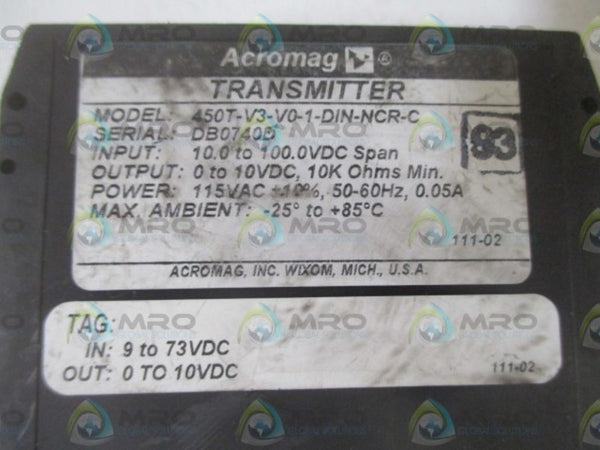 ACROMAG 450T-V3-V0-1-DIN-NCR-C TRANSMITTER  NSNP