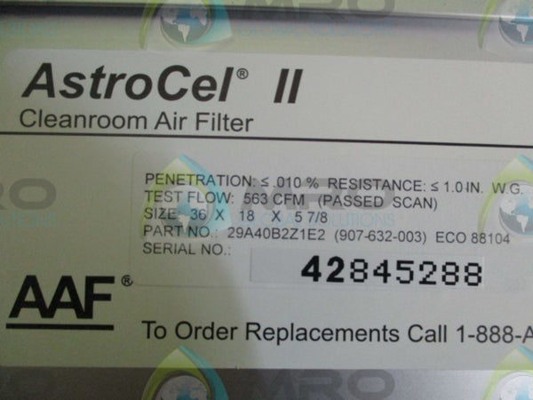 AAF ASTROCEL II 29A40B2Z1E2 CLEANROOM AIR FILTER 36 x 18 x 5 7/8  NSMP
