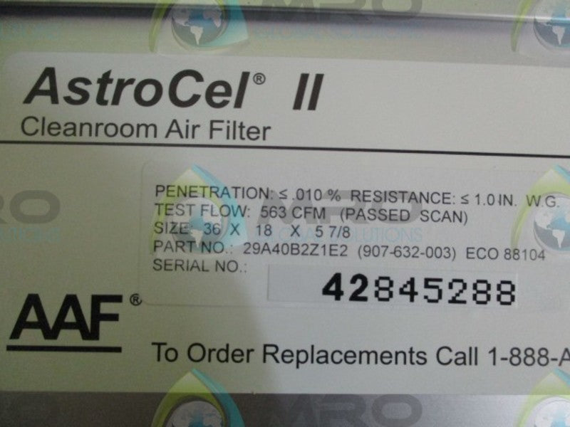 AAF ASTROCEL II 29A40B2Z1E2 CLEANROOM AIR FILTER 36 x 18 x 5 7/8  NSMP