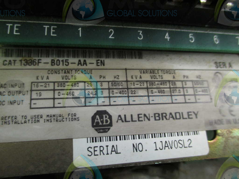ALLEN BRADLEY 1336F-B015-AA-EN SER. A DRIVE (AS PICTURED)  UNMP