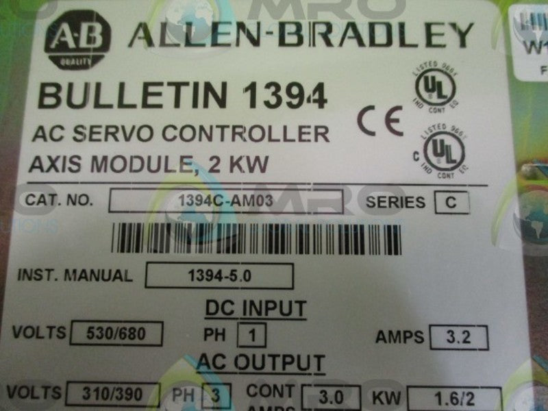 ALLEN BRADLEY 1394C-AM03 SER. C SERVO CONTROLLER (REMANUFACTURED)  NSMP