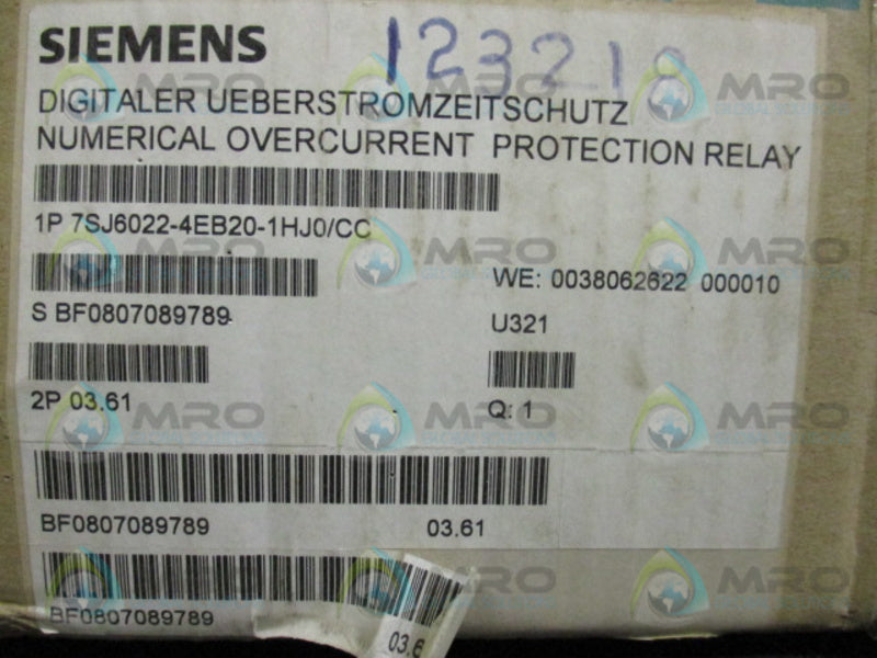 SIEMENS 7SJ6022-4EB20-1HJ0/CC OVERCURRENT PROTECTION RELAY  NSMP