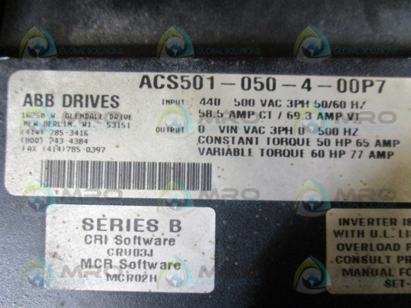 ABB ACS501-050-4-00P7 AC DRIVE  UNMP