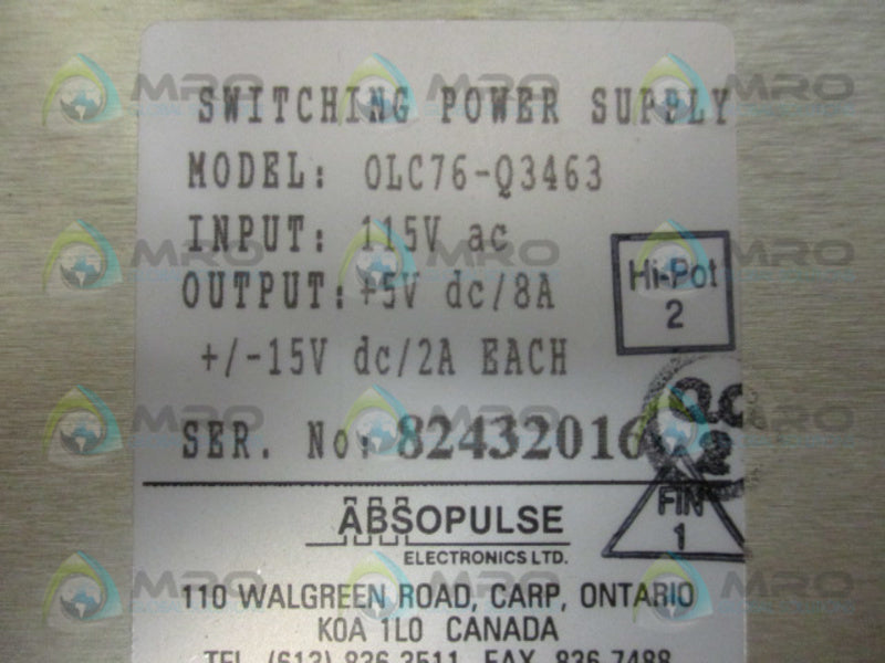 ABSOPULSE OLC76-Q3463 SWITCHING POWER SUPPLY  UNMP