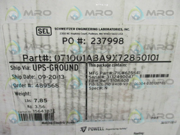 SEL SEL-710 071001ABA9X72850101 MOTOR PROTECTION RELAY  NSMP