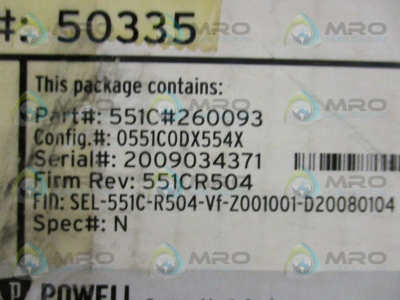 SEL SEL-551C 0551C0DX554X OVERCURRENT RELAY RECLOSING RELAY  NSMP