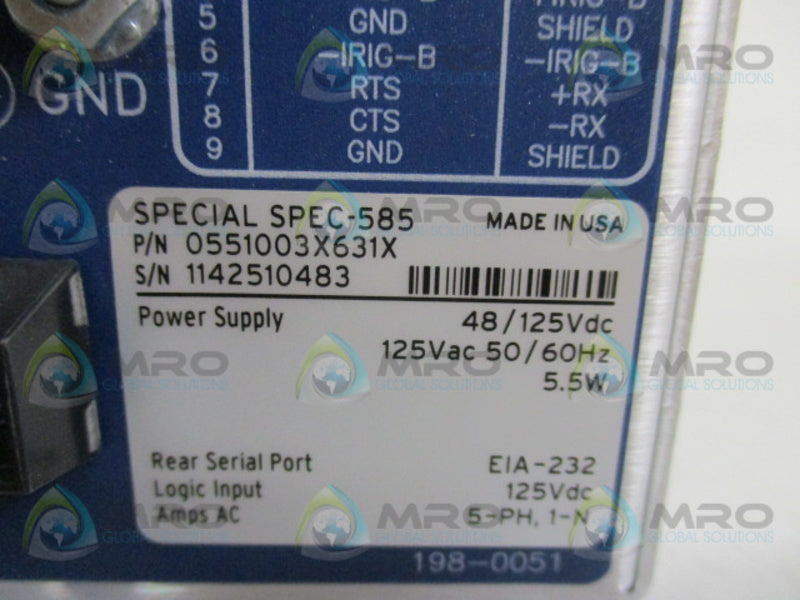 SEL SEL-551 0551003X631X OVERCURRENT RELAY RECLOSING RELAY  NSMP