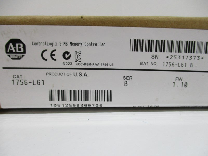 ALLEN BRADLEY 1756-L61 SER. B F/W 1.10 DATE: 2013 NSFS