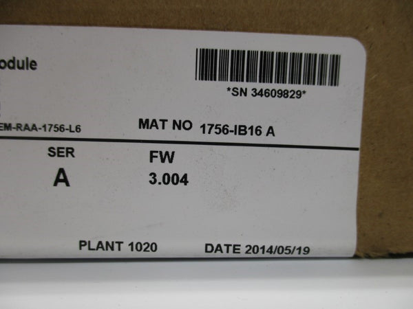 ALLEN BRADLEY 1756-IB16 SER. A F/W 3.004 DATE: 2014 NSFS