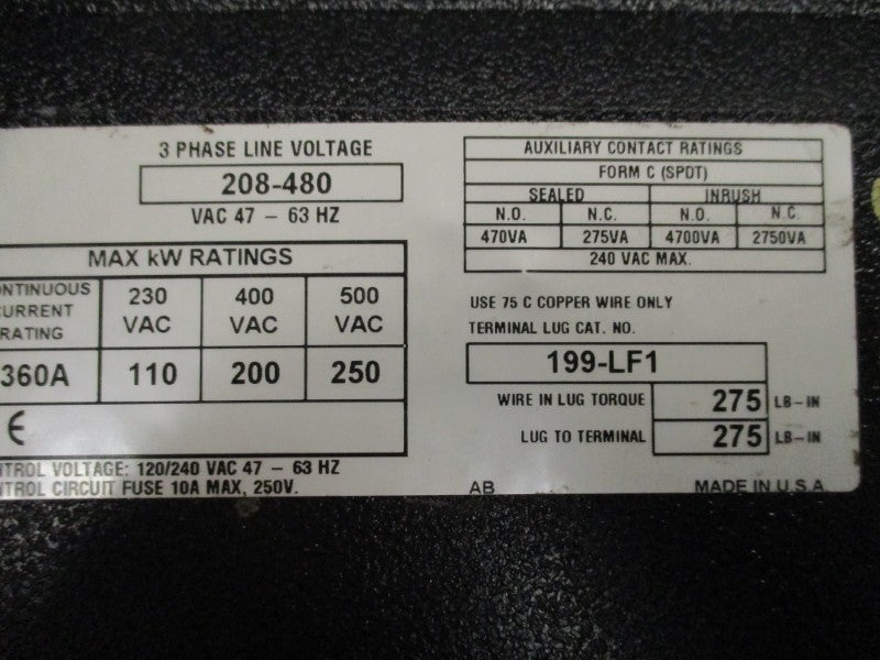 ALLEN BRADLEY 150-A360NBD SER. B UNMP