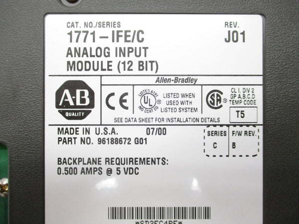 ALLEN BRADLEY 1771-IFE SER. C F/W B 5VDC 0.500A NSMP