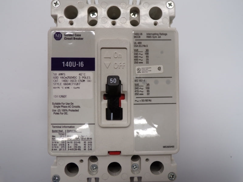 ALLEN BRADLEY 140U-I6C3-C50-M 600VAC 50A NSMP
