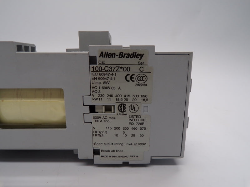 ALLEN BRADLEY 100-C37ZJ10 SER. C 24VDC 65A (BR/WH) NSMP