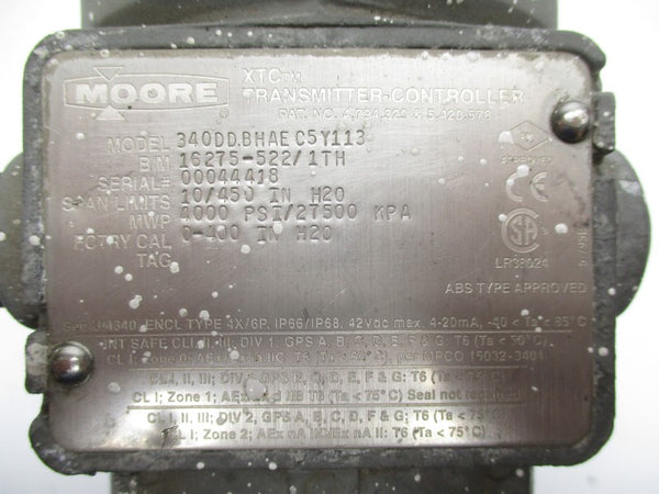 MOORE 340DDBHAEC5Y113 42VDC 0-400INH2O UNMP